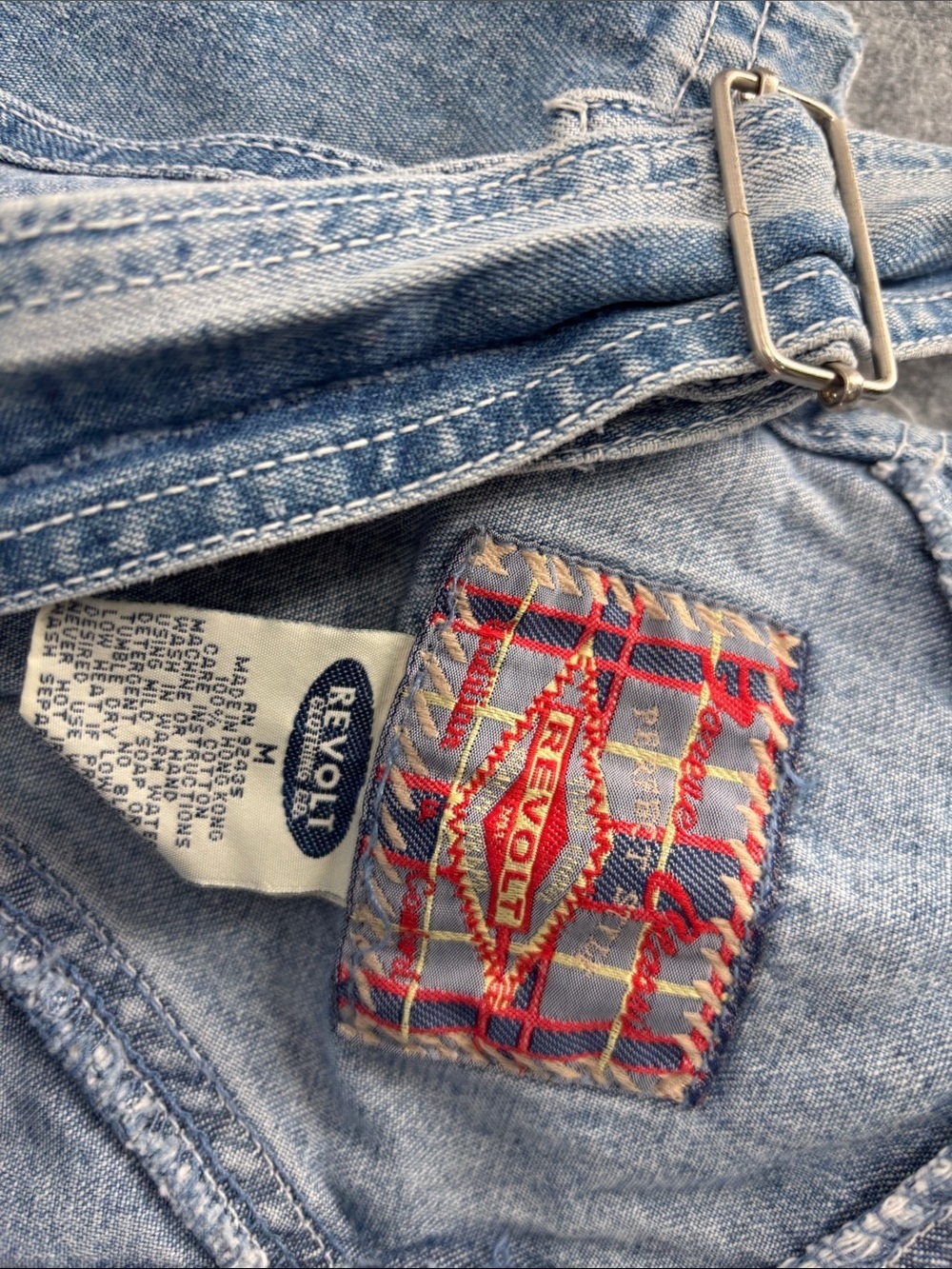Revolt Perfect Style vintage adjustable cotton denim overall bibs size medium - Picture 9 of 10